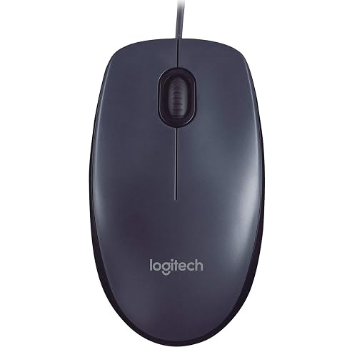 Logitech M90 Ratón con Cable USB, Seguimiento Óptico 1000 dpi, Ambidiestro, PC/Mac/Portátil - Negro