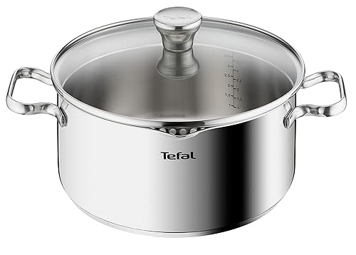 Tefal Duetto - Cacerola de 24 cm, Apto inducción, Thermo-Fusion, apto lavavajillas y horno, marcas de medición, acero inox...