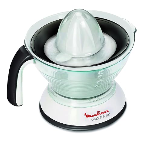 Moulinex PC300B Exprimidor eléctrico con doble, filtro regulador de pulpa, jarra transparente desmontable de 0.6 L, cono d...