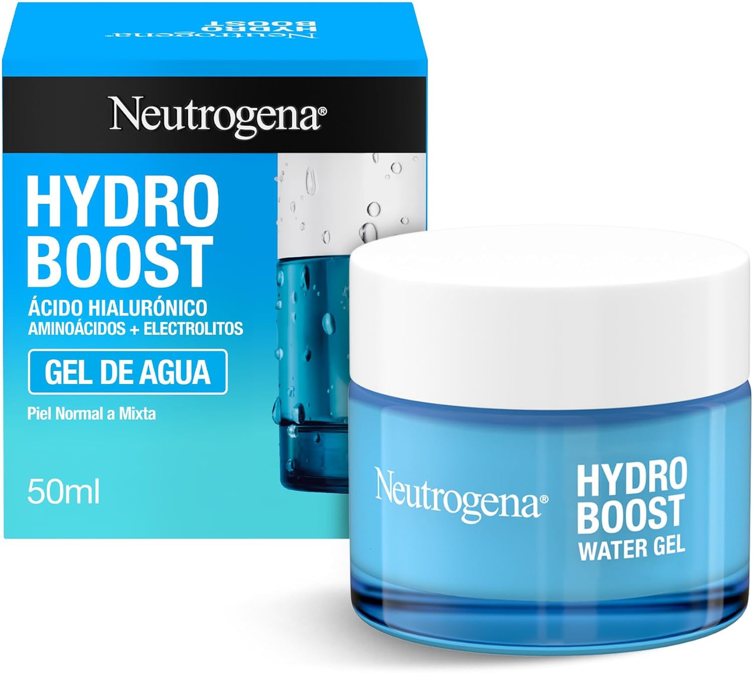 Neutrogena Hydro Boost Gel de Agua 50ml Hidratante Facial con Ácido Hialurónico y Aminoácidos 72 Horas