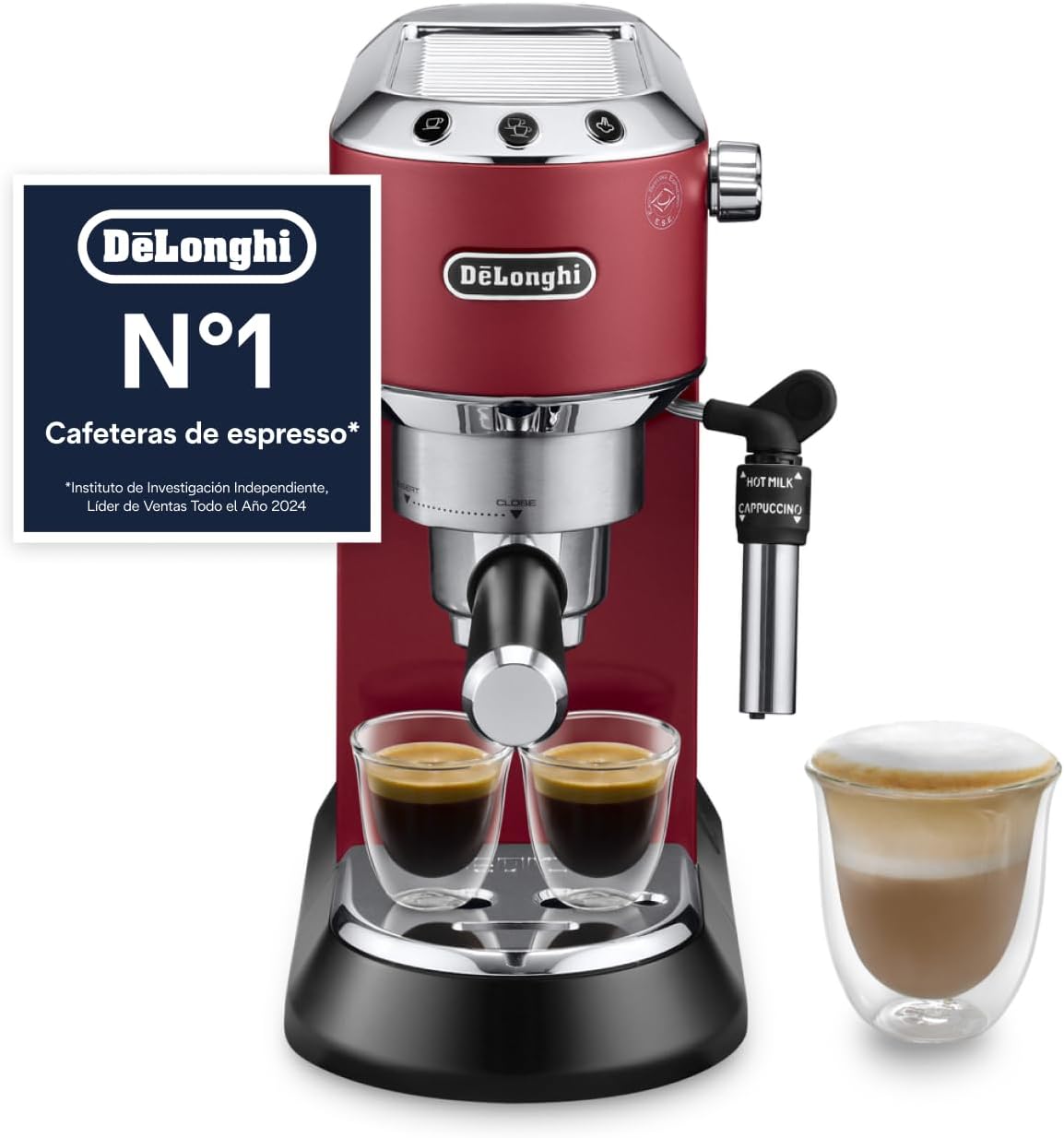 De'Longhi Dedica Cafetera de Bomba Acero Inoxidable para Café Molido o Monodosis, Espresso y Cappuccino