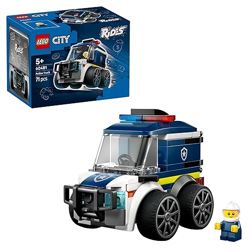 LEGO City Rides – Police Truck Toy - Emergency Vehicles Building Set w/a Police Officer Junior Minifigure - Party Bag Fill...