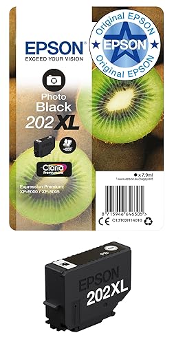 Epson 202XL - Cartucho de Tinta para impresoras, Negro fotográfico, 7.9 ml, 800 páginas, válido para los Modelos Expressio...