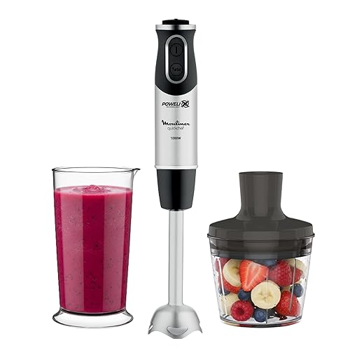 Moulinex QuickChef, Batidora de Mano de 1000 W, 10 velocidades variables y función turbo, Protector antisalpicaduras, Incl...