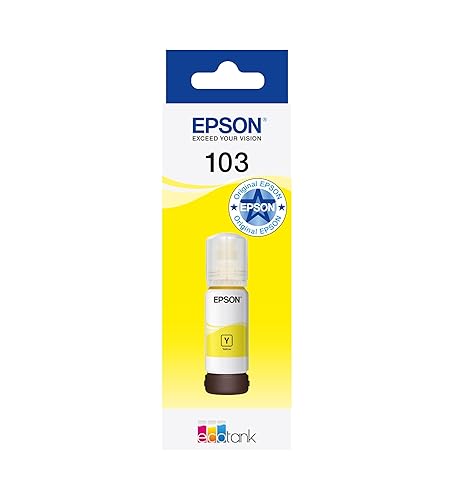 Epson EcoTank 103 Botella de Tinta Original | Amarillo | Alto Rendimiento – hasta 7500 Páginas | Compatible con Modelos L3...