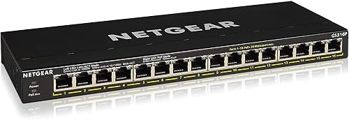 NETGEAR Switch PoE, Switch de Red Gigabit Ethernet no gestionado de 24 Puertos (GS324P) - con 16x PoE+ Consumo 190W, Monta...