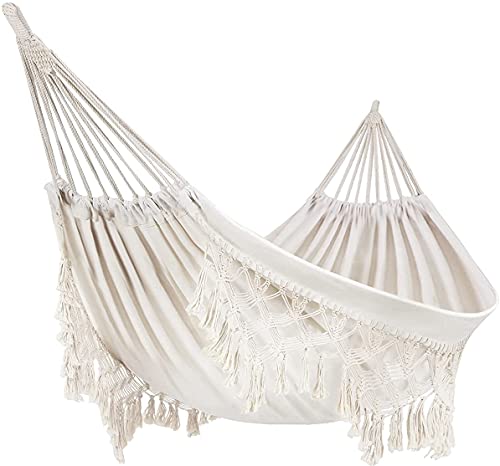 Hamaca al Aire Libre Cámping Hamacas de jardín Cama de Hamaca de algodón Hamacas con Flecos de macramé amaca Balcón Boho am…