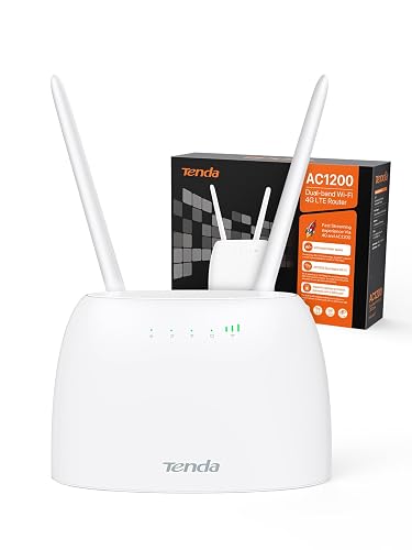 Tenda 4G07-Router 4G SIM, Router 4G con Tarjeta SIM para AC1200, Dual Band WiFi(867Mbps 5GHz + 300Mbps 2.4GHz), LTE CAT4, ...