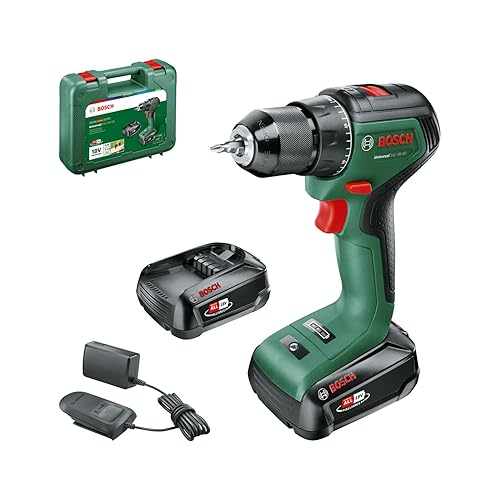 Bosch Home and Garden atornillador a batería UniversalDrill 18V-60 (2 baterías de 2,0 Ah, sistema de 18 V, en maletín de t...