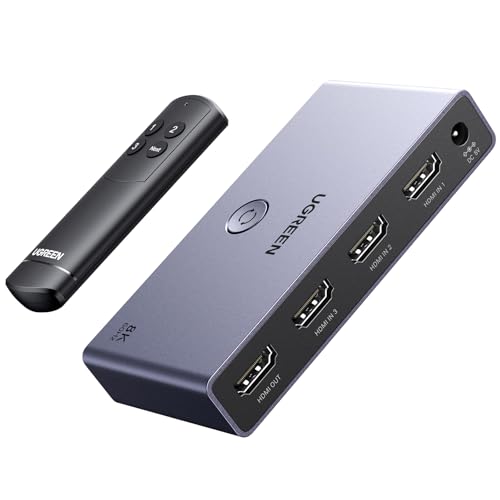 UGREEN Switch HDMI 2.1 8K 60Hz 4K 120Hz Switcher 3 Entradas a 1 Salida 1080P Dolby Vision Atmos HDR 3D Alta Velocidad 48Gbp…