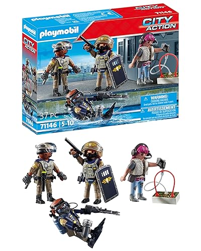 PLAYMOBIL City Action 71146 Fuerzas Especiales - Set Figuras, un Grupo de Trabajo, un coordinador de Operaciones y un Vill...