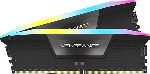 CORSAIR Vengeance RGB DDR5 RAM 32GB (2x16GB) hasta 6000MHz CL36 Intel XMP 3.0 Memoria de Ordenador de Sobremesa – Negro (C...
