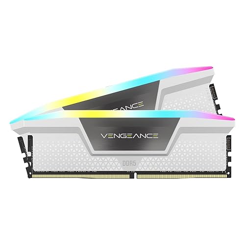 CORSAIR Vengeance RGB DDR5 RAM 32GB (2x16GB) hasta 6000MHz CL30 Intel XMP 3.0 Memoria de Ordenador de Sobremesa – Blanco (...