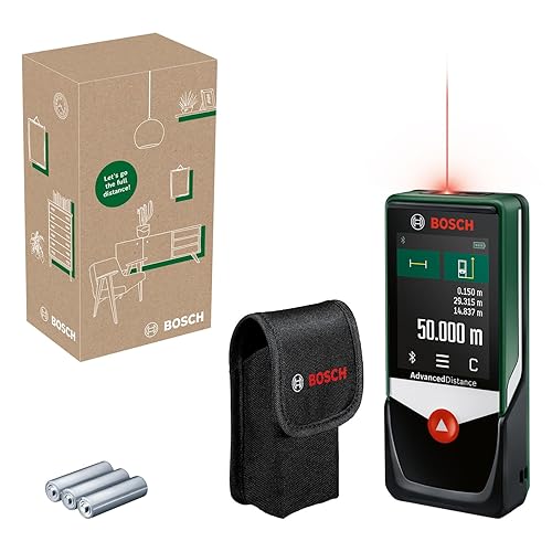 Bosch AdvancedDistance 50 C medidor láser (mide con precisión distancias de hasta 50 m, pantalla táctil, diferentes funcio...