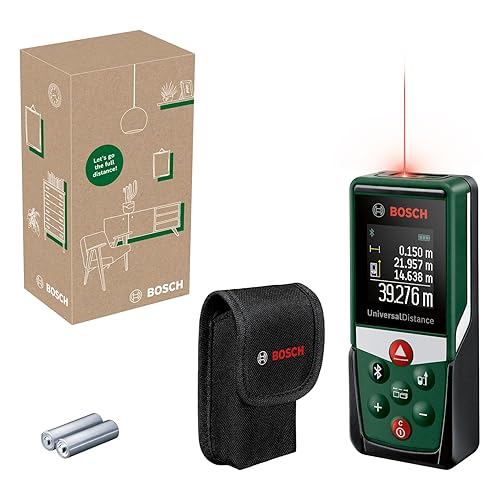 Medidor láser UniversalDistance 40C de Bosch (mide con precisión distancias de hasta 40 m, conectividad Bluetooth, diferen...