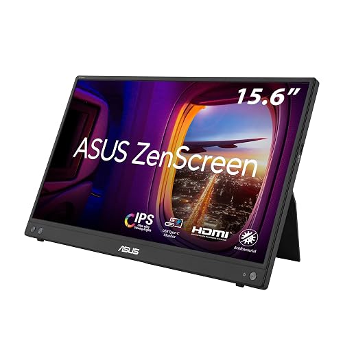ASUS ZenScreen MB16AHV Monitor portátil, 15,6 Pulgadas, Full HD, IPS, HDMI, USB Type-C, Filtro de luz Azul, Superficie ant...