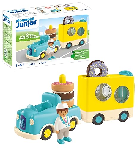 PLAYMOBIL Junior 71702 Camión de Donut, con función de apilamiento y clasificación, Juguete sostenible Hecho de plásticos ...