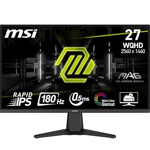MSI mag 275QF Monitor Gaming Plano WQHD (2560x1440) Panel IPS rápido¡, 180Hz / 0.5 m (GtG, mín.), 1 ms (MPRT) 16:9, HDR Re...