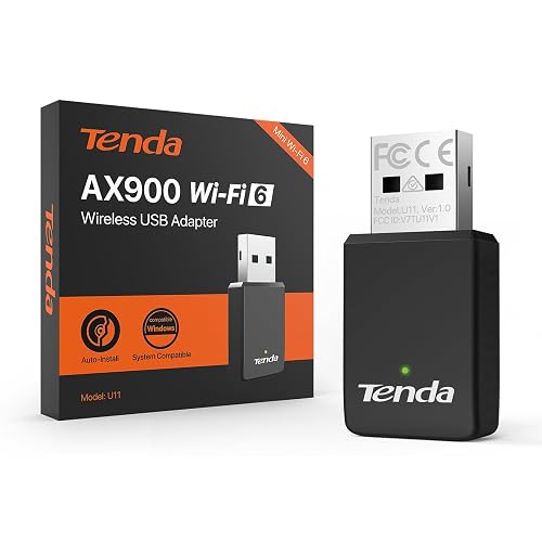 Tenda AX900 U11 Adaptador WiFi USB para PC, WiFi 6 USB WiFi Doble Banda 5GHz 2.4GHz, Adaptador WiFi PC Compatible con Wind...