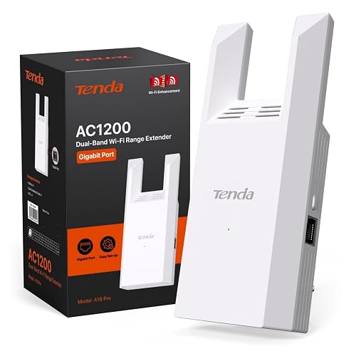 Tenda A18 Pro AC1200 Repetidor WiFi con Puerto Gigabit, Extensor de WiFi Doble Banda 2.4/5 GHz, Amplificador Señal WiFi ha...