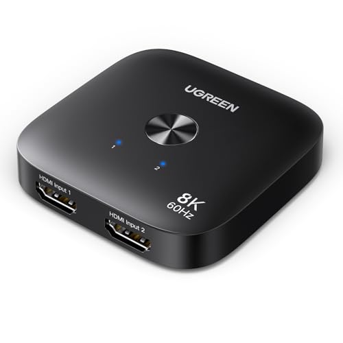 UGREEN Switch HDMI 2.1 8K 60Hz 4K 240Hz 2 Entradas 1 Salida Conmutador HDMI Alta Resolución Soporta HDR VRR Dolby Atmos Com…