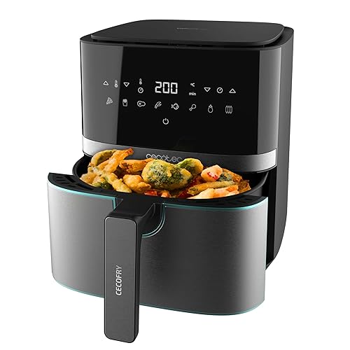 Cecotec Freidora de Aire de 5,5L, Air Fryer, Cecofry Full InoxBlack 5500 Pro. 1700W, Digital, sin Aceite, Panel Táctil, Ac...