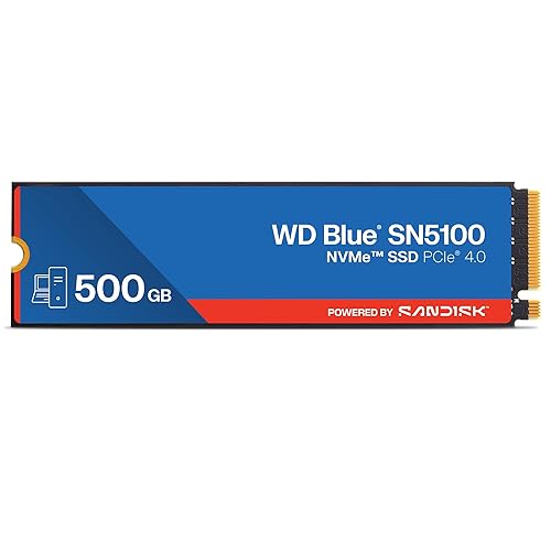 WD Blue SN5100 500 GB NVMe SSD (hasta 6600 MB/s de Velocidad de Lectura, M.2 2280, PCIe Gen 4.0, nCache 4.0, Tecnología Sandisk 3D CBA NAND, Acronis True Image)