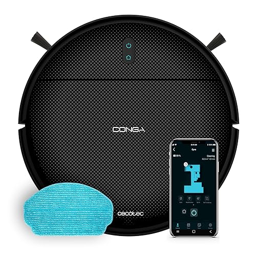 Cecotec Robot Aspirador con Navegación Giroscópica y App Conga M10 X-Treme. 2000Pa, Barre, Aspira, Friega y Pasa la Mopa, ...