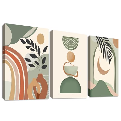 3 Pcs Marco de Madera Cuadro Moderno Beige Verde Marrón...