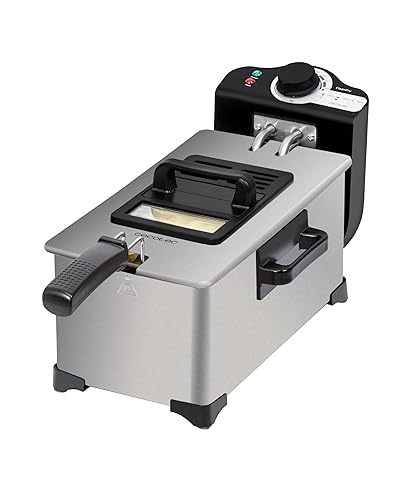 Cecotec Freidora Eléctrica de 3L Cleanfry 3 L. 2000W, Acero inoxidable, Filtro OilCleaner, Cuerpo, Cubeta, Tapa y Cestillo...