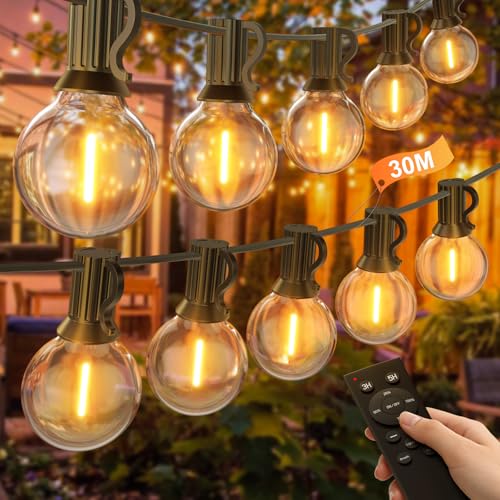 Guirnalda Luces Exterior 30M, Regulable Luces Led Exterior...