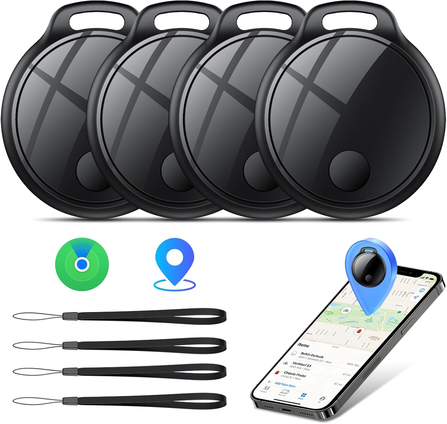 Air Tracker Tag 4 Piezas Nero, Air Tracker Funciona Bluetooth...