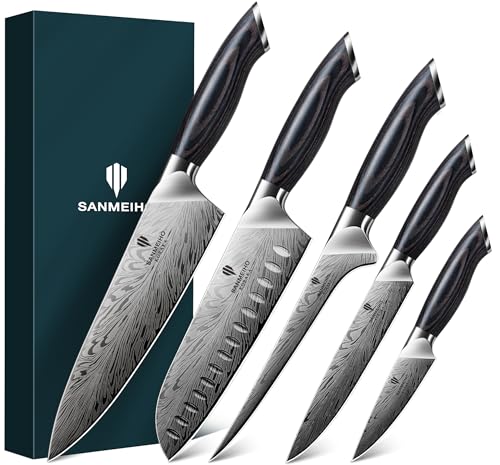 SANMEIHO Juego de Cuchillos de Cocina Profesional 5 Piezas