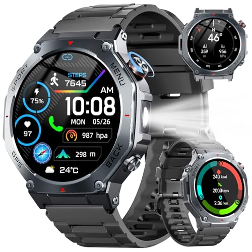 Reloj Inteligente Hombre Militar con GPS y Linterna LED