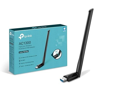 TP-Link Archer T3U Plus AC1300, Adaptador Wi-Fi Dual Band 5GHz/2.4GHz, USB 3.0, Antena Wi-Fi Externa Ajustable, Señal Pote...
