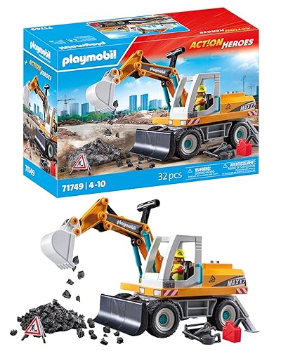 PLAYMOBIL | Action Heroes | Gran Excavadora | Juguetes de construcción para niños | Set de Excavadora | para niños a Parti...